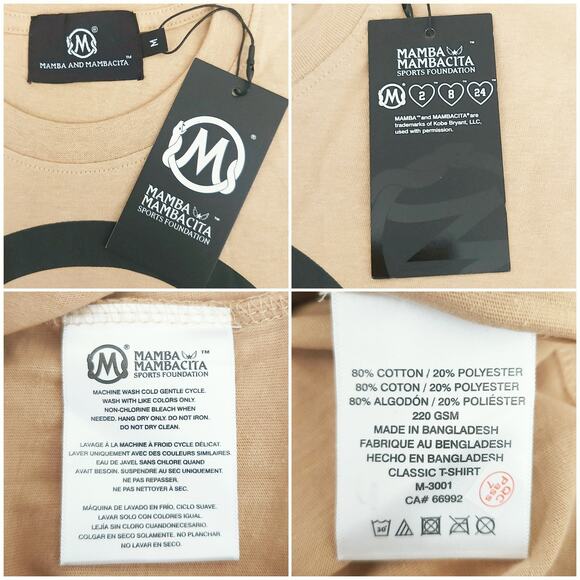 MAMBA AND MAMBACITA Sports Foundation Kobe Desert Sand Logo t-shirt tee Sz M NEW - Picture 5 of 6